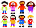 Fun Express Hand Puppets for Kids, 8 Multicultural, 14 Inch | Plush with Movable Mouths, Speech Therapy, Social Emotional Learning, Dramatic Play