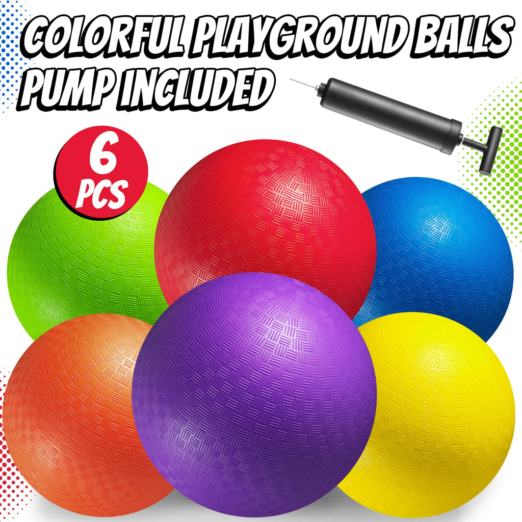 8.5-Inch Kickball Playground Balls for Kids & Adults (6-Pack) | Rubber Kickballs for Kickball, Dodgeball, Four Square, Handball, PE Class, School, Gym, Recess, Backyard & Outdoor Games
