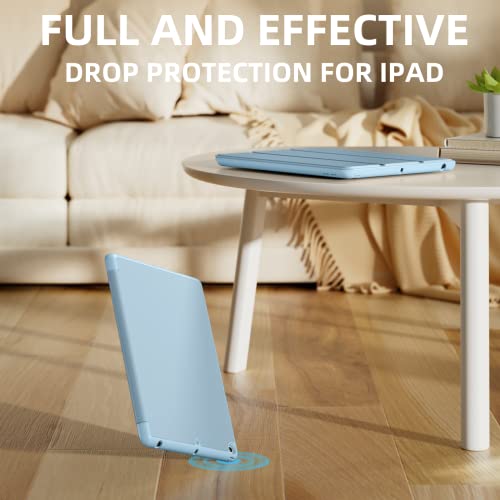 Akkerds for iPad 9th/8th/7th Generation Case 10.2 Inch, Sky Blue | With Pencil Holder, for iPad 10.2 Case 2021/2020/2019, Soft TPU Back, Slim Trifold Stand Protective Cover, Auto Sleep/Wake