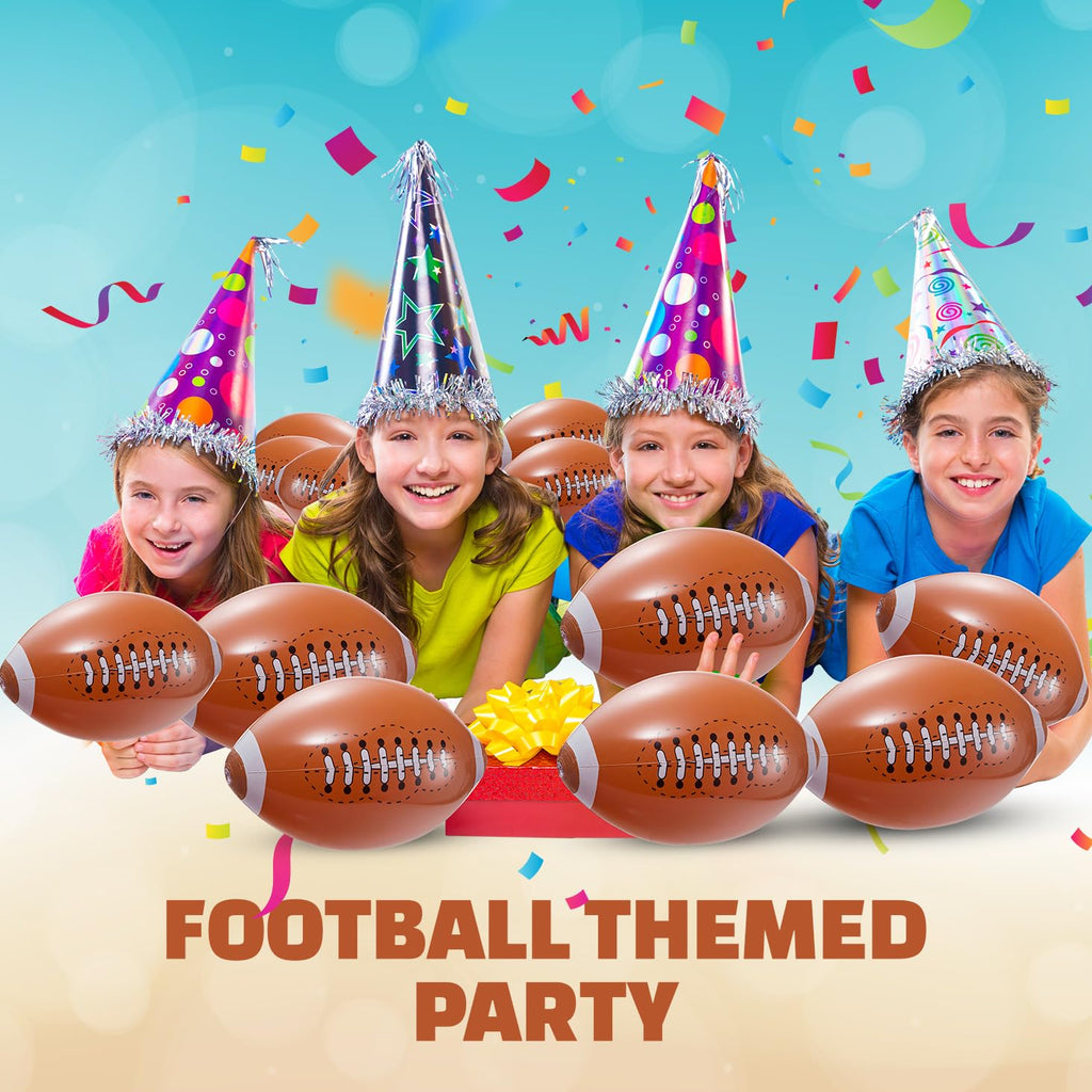 12-Pack Inflatable 16-Inch Footballs for Kids Party Decorations & Favors | Blow-Up Sports-Themed Beach Balls for Game Day & Birthday Supplies and Decorations, Goodie Bag Stuffers