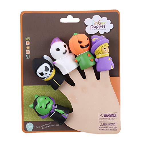 5 Pieces Halloween Finger Puppets Witch, Ghost, Grim Reaper, Green Monster, and Pumpkin Character Finger Toys, Halloween Party Favors Goodie Bag Fillers