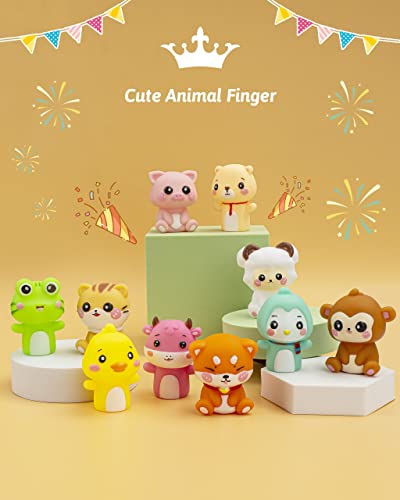 AQKILO Animal Finger Puppets, Funny Toys for Stories and Gifts, 10 Pieces | Weird Stuff Gifts With Funny Animals, Silly Stories, Pretend Play, Party Fun, and Creative Surprises