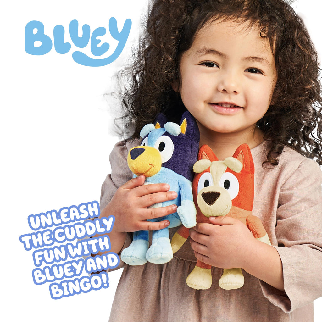 Bingo & Bluey Plush Toys 2-Pack, Soft Deluxe Fabric, Embroidered | Cuddly stuffed animals for show time, story time, or naps; Bluey toys for preschoolers and fans ages 3+