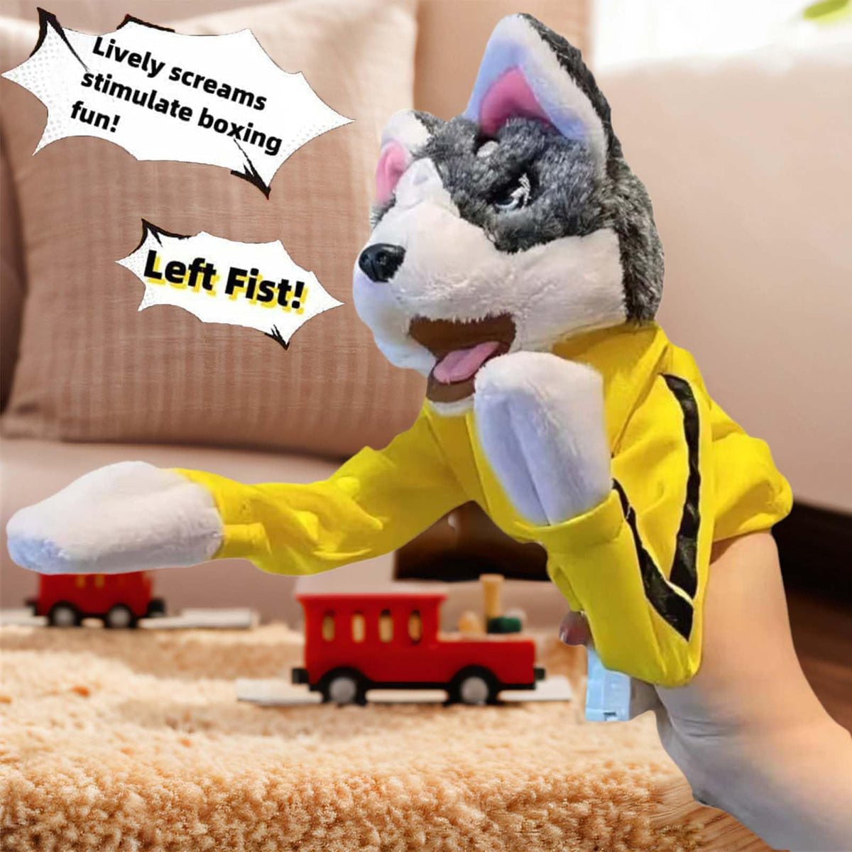 Kung Fu Husky, Punching Puppet, Dog Hand Puppet | Boxing Puppets, Kung Fu animal Toy Husky Gloves with Sounds and Boxing Action, Boxing Puppet for Kids & Gifts.