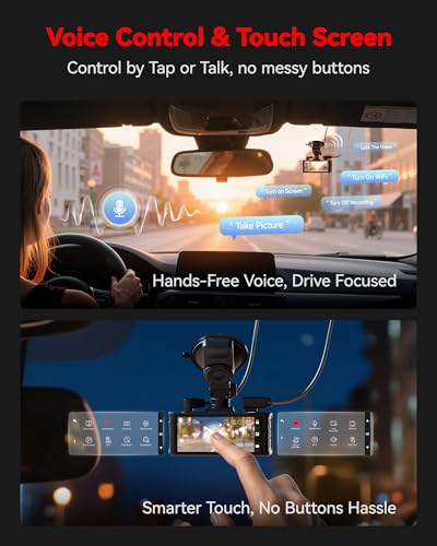 REDTIGER 4K STARVIS 2 Dashcam Front Rear, 5GHz WiFi 20MB/s, Free 128GB Card | Voice Control, Touch Screen, GPS, Loop Recording, Parking Mode, Audio Recording, WDR Night Vision, Supercapacitor(F7N Touch)