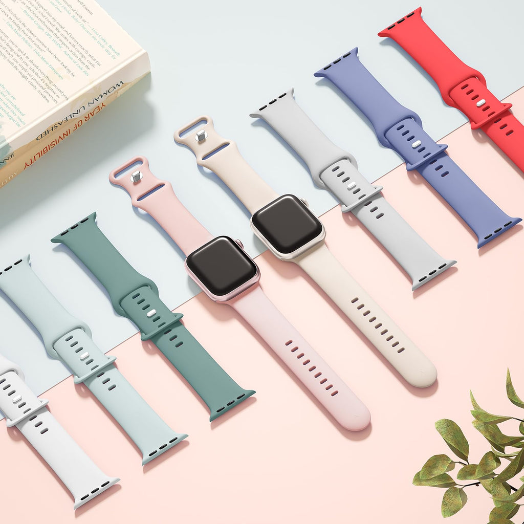 Sport Silicone Band Compatible with Apple Watch Bands for Women Men | 40mm 38mm 41mm 44mm 45mm 42mm 46mm 49mm Soft Waterproof Sport Strap for iWatch Bands Series 12 10 11 9 8 7 6 5 4 3 2 SE Ultra