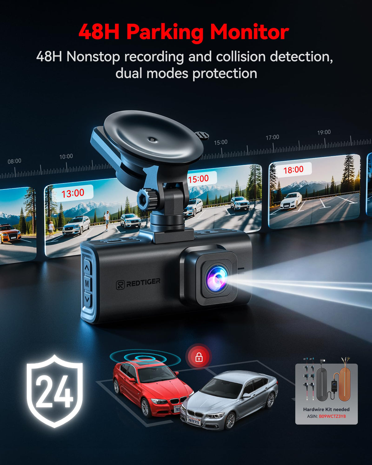 REDTIGER 4K STARVIS 2 Dashcam Front Rear, 5GHz WiFi 20MB/s, Free 128GB Card | Voice Control, Touch Screen, GPS, Loop Recording, Parking Mode, Audio Recording, WDR Night Vision, Supercapacitor(F7N Touch)