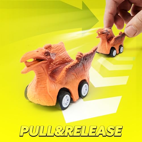 JOYIN 13 in 1 Dinosaur Toys for Kids 3-5, Transport Dinosaur Carrier Truck with 12 Pull Back Cars, Kids Toys 3-4 Birthday Gifts for 3 4 5+ Year Old Boys