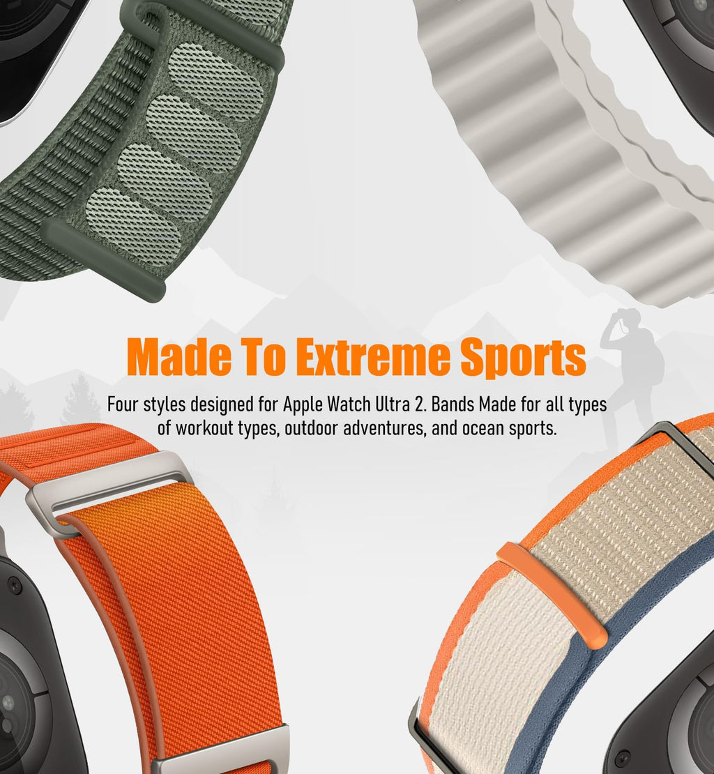 8 Pack Compatible with Apple Watch Ultra 3/Ultra 2 Bands for Men Women 49mm | 46mm 45mm 44mm 42mm Trail Loop+Alpine Loop+Ocean+Nylon Sport Loop for iWatch Ultra 4/3/2 Series 12/11/10/9/8/7/6/5/4/3/SE3 2