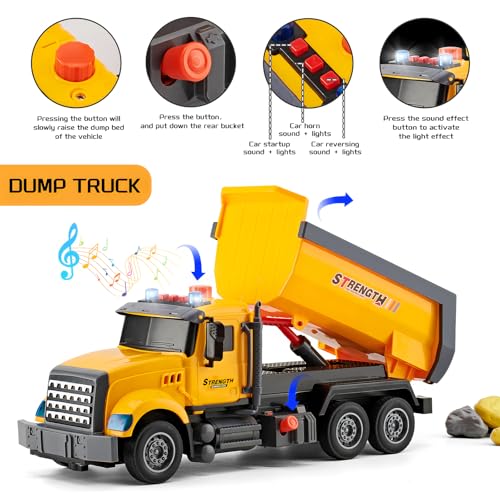 LerBao 2 Pack Construction Engineering Truck Toys,Moveable Claw Excavator & Lifting Back Dump Truck Toy for 3 4 5 6 7 8 Years Old Boys Kids Childs Toddlers Christmas Birthday Gifts