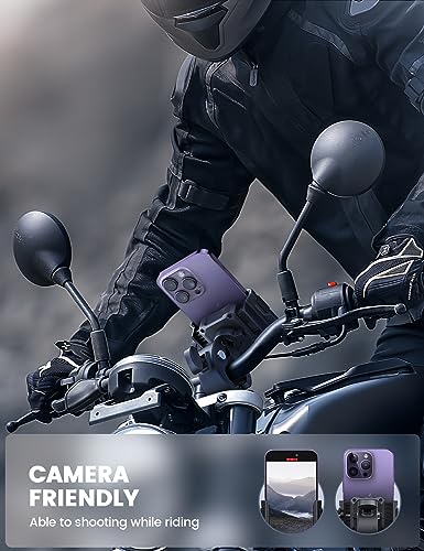 Lamicall Motorcycle Bike Phone Mount, 1s Lock Bike Phone Holder | Camera Friendly Bicycle Phone Clip, Scooter Accessories Gifts for iPhone 18 17 Pro Max, Galaxy S25 Ultra, 4.7-7" Phones