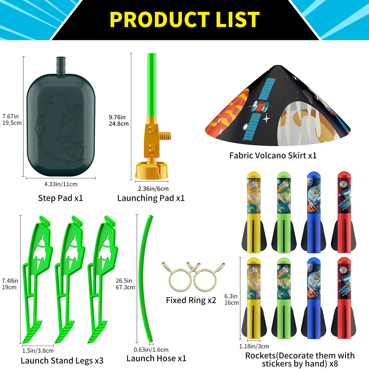 Toy Rocket Launcher for Kids - Outdoor Toys for Kids Ages 4-8, 8 Rockets | Launch up to 100 Ft, 3 4 5 6 7 Year Old Boys Birthday Gifts, Rockets Kids Toys for Boys, Toy for Toddlers Age 3+