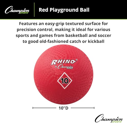 Champion Sports Playground Ball – Durable High-Bounce Ball, Sizes 5", 6", 7", 10", 13" & 16" for Gym, Recess & Play