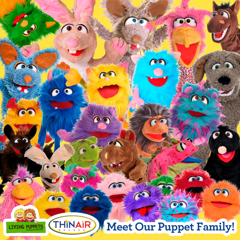 Living Puppets - Sassy the 14-Inch Yellow Friendly Monster, Plush Hand Puppet for Boys and Girls
