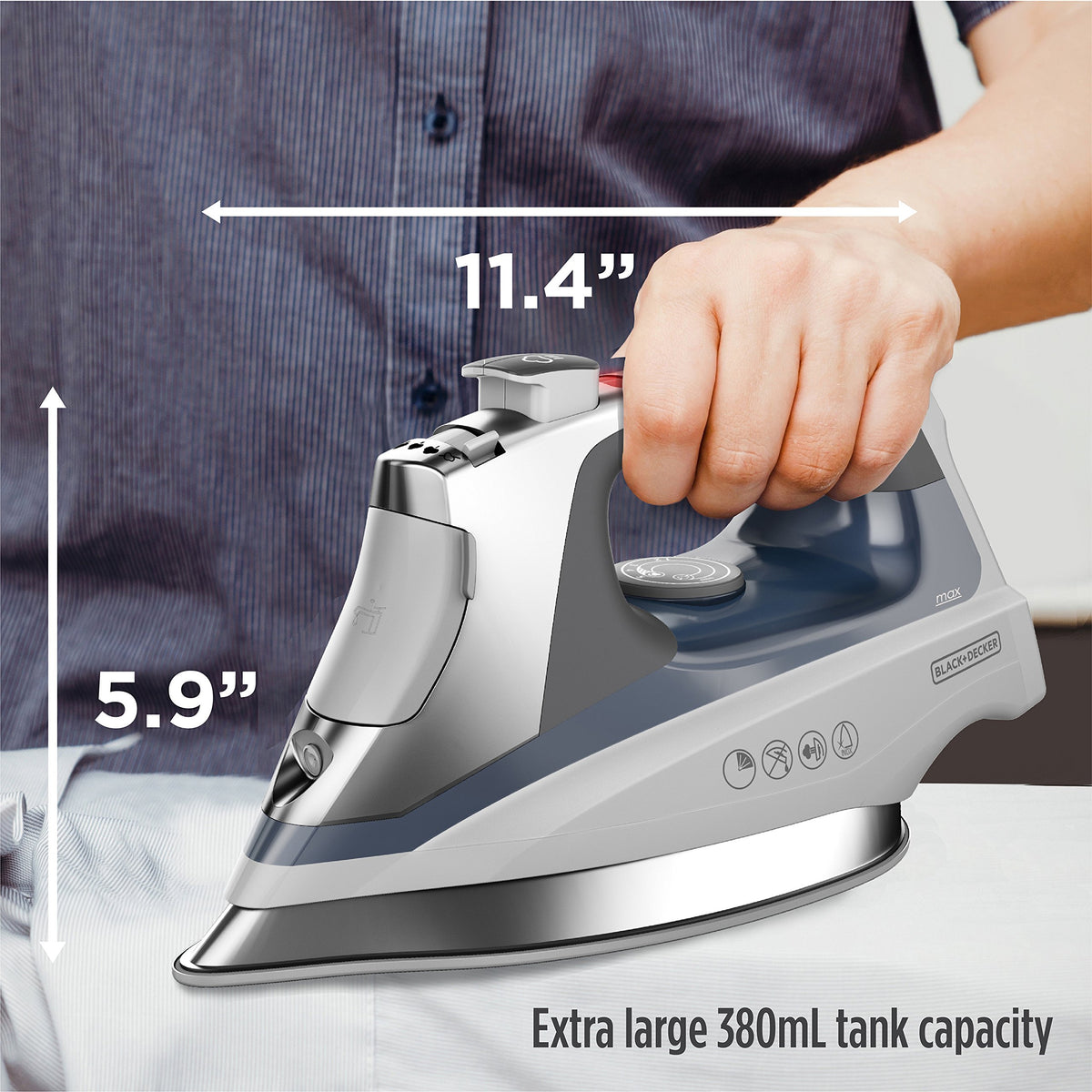 BLACK+DECKER Allure Professional Steam Iron for Clothes | Powerful steam iron with stainless soleplate, precision tip, vertical steam and automatic shutoff.