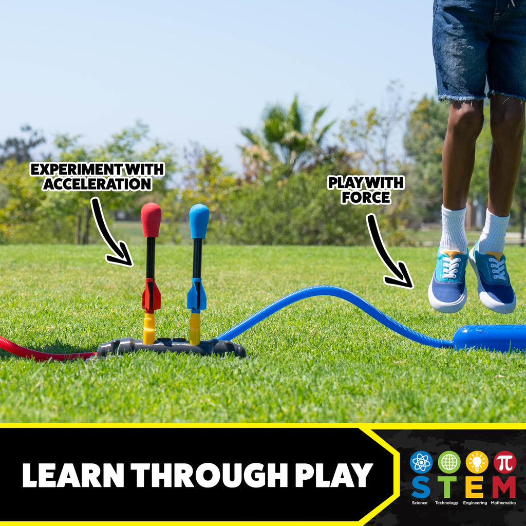 Stomp Rocket Original Dueling Rocket Launcher for Kids, 8 Rockets | Fun Outdoor Toys for Boys & Girls, Ages 5 & Up - Soft Foam Tipped Blaster Set with Mutiplayer Launch Stand Soars Up to 200ft