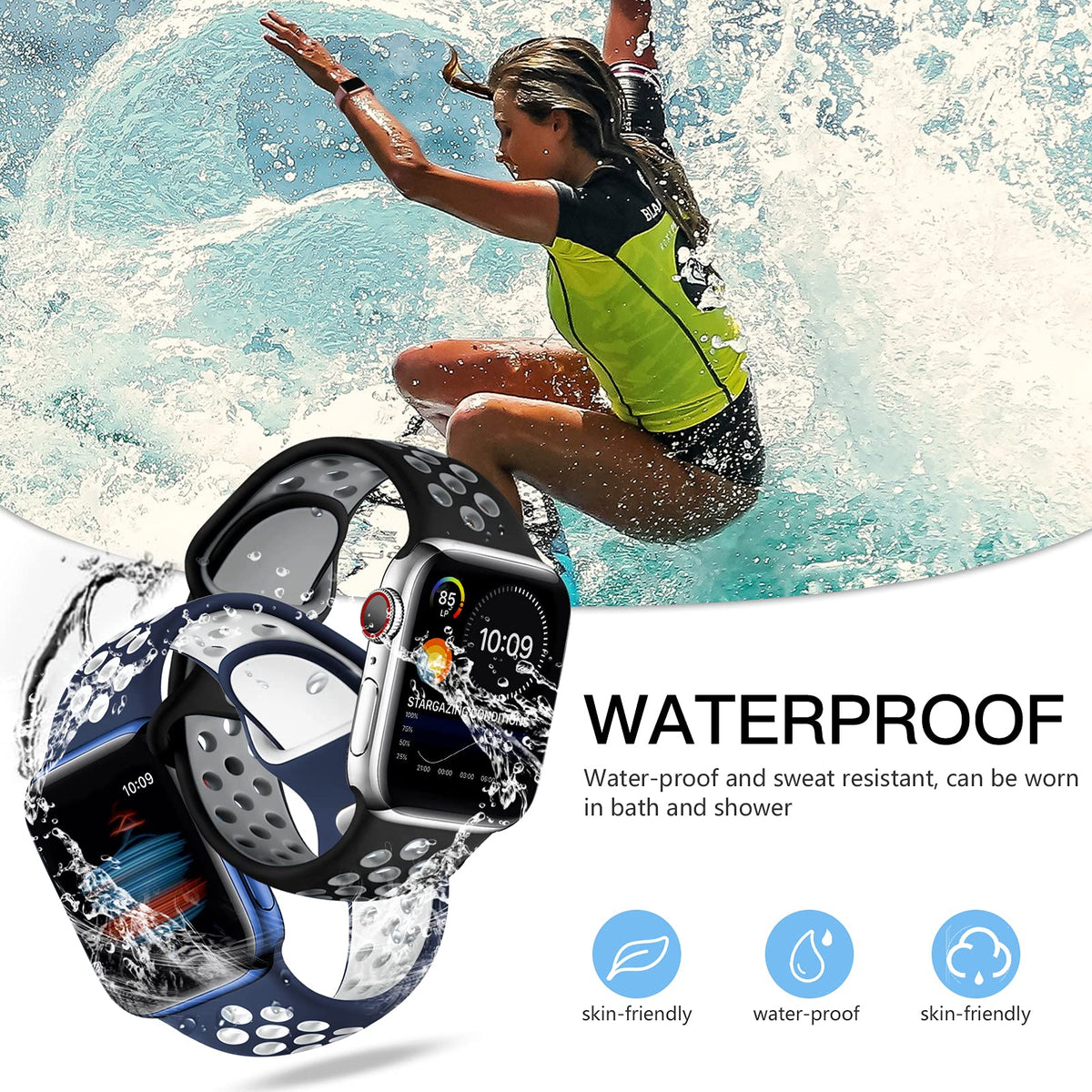Adorve 4 Pack Sport Bands Compatible with Apple Watch Bands for Men Women 49mm 46mm 45mm 44mm 42mm 41mm 40mm 38mm,Breathable Soft Silicone Strap for iWatch Band Series 11 10 SE Ultra 9 8 7 6 5 4 3 2 1