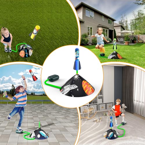 Toy Rocket Launcher for Kids - Outdoor Toys for Kids Ages 4-8, 8 Rockets | Launch up to 100 Ft, 3 4 5 6 7 Year Old Boys Birthday Gifts, Rockets Kids Toys for Boys, Toy for Toddlers Age 3+