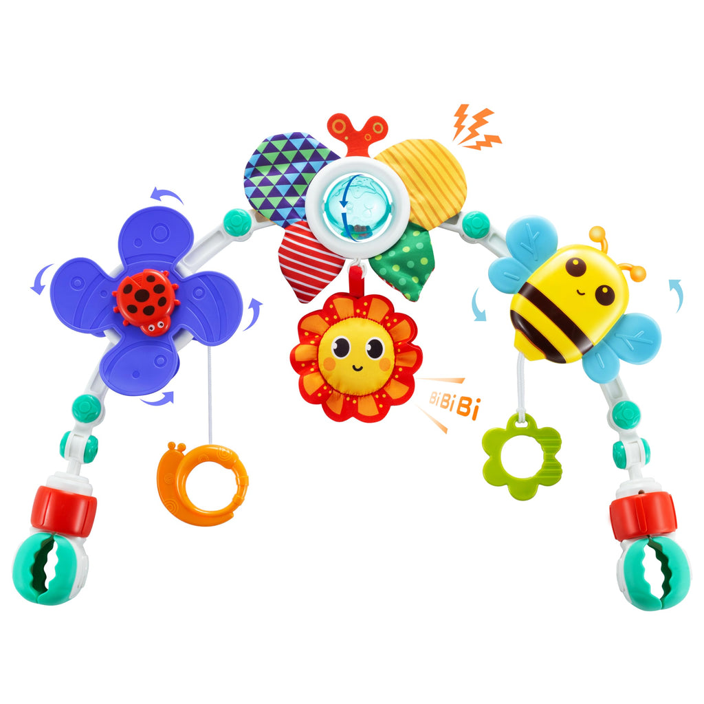 Lynncare Adjustable Arch Bassinet Toys for Infant & Toddlers, Stroller Arch, Baby Crib Toys with Fascinating Hanging for Stimulating Baby’s Senses and Developing Motor Skills