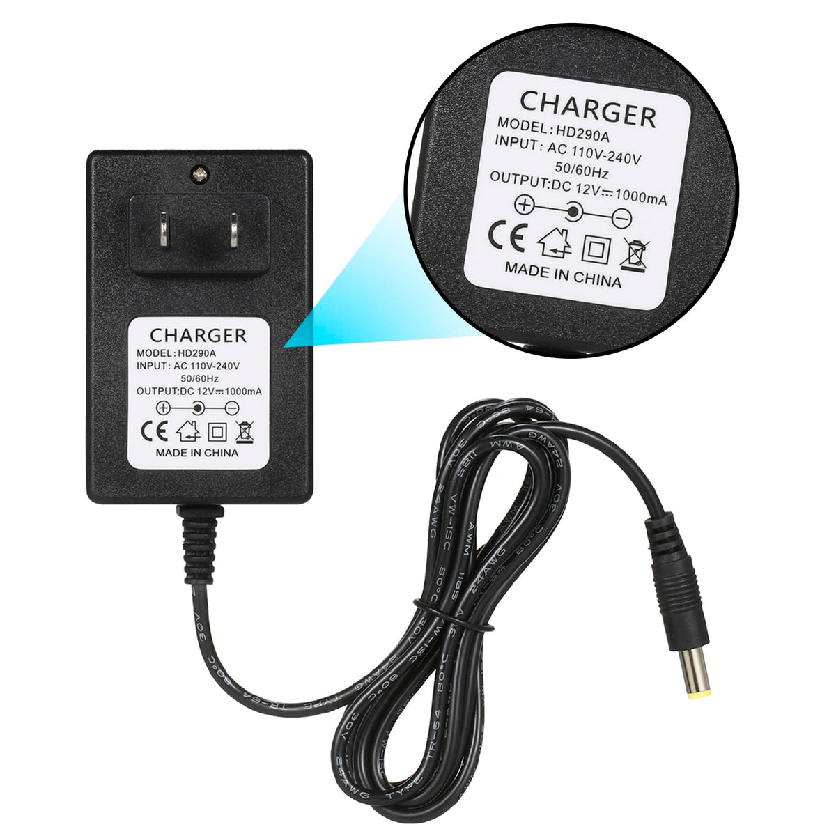 12V Kids Charger for Ride On Car, 12V Various Electric Ride-on Toys Car Battery Charger，12 V Universal Kids Riding Toy Chargers