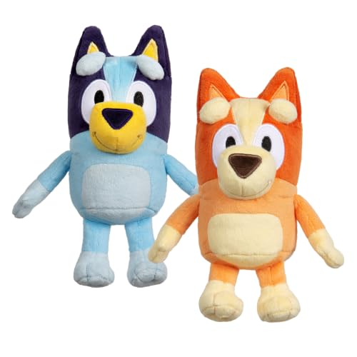 Bingo & Bluey Plush Toys 2-Pack, Soft Deluxe Fabric, Embroidered | Cuddly stuffed animals for show time, story time, or naps; Bluey toys for preschoolers and fans ages 3+
