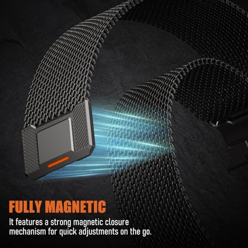 Milanese Loop for Apple Watch Ultra 4/3/2 Band 49mm 40/41/42/44/45/46mm Men | Tactical Mecha Strap,Military-Grade Design,Magnetic Metal Mesh Wristband,iWatch Ultra 2/3/4 Series 12/11/10/9/8/7/6/5/4 SE