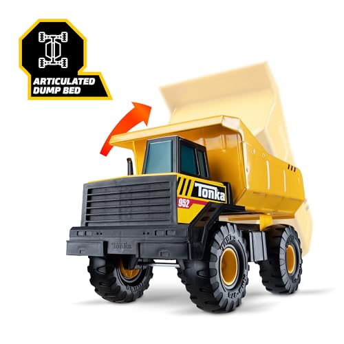 Tonka Steel Classics Mighty Dump Truck - Made with Steel & Sturdy Plastic, Yellow Toy Construction Truck, Boys and Girls, Kids, Toddlers, Ages 3+