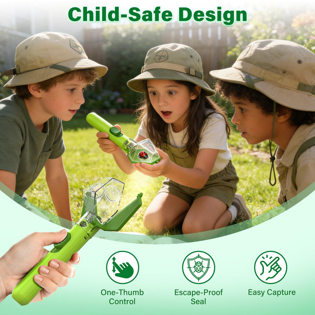 Bug Catcher for Kids with 6X Magnifier, STEM Educational Exploration Toys | Insect Trap Tool for Indoor and Outdoor Bug Discovery, Christmas Birthday Gifts for Adults, Boys and Girls, Green