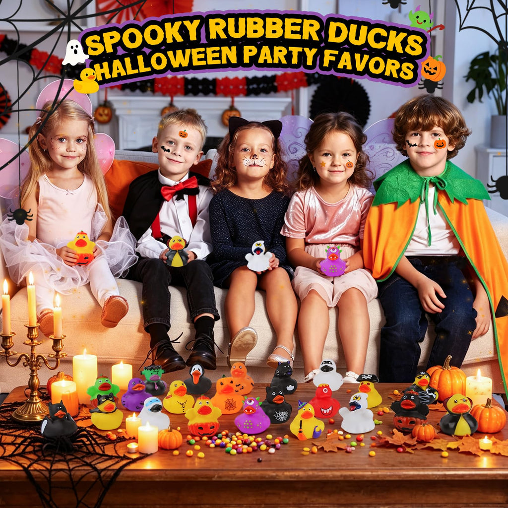 24 Halloween Rubber Ducks, Assorted Styles Party Favors Goodie Bag Fillers