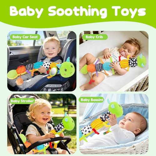 Baby Toys 0-6 Months Musical Stuffed Caterpillar Newborn Tummy Time Toys | Sensory Toys with Mirror Crinkle Rattle for Infants 0-3 3-6 2 3 4 5 6-12 Months Old Babies Boy Girl Shower Gifts Essentials
