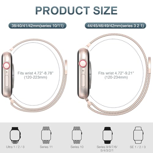 Original Stainless Steel Mesh Loop Compatible with Apple Watch Bands Women | Men 38mm 40mm 41mm 42mm 44mm 45mm 46mm 49mm, Magnetic Clasp for iWatch Bands Series 12 11 10 9 8 7 6 5 4 Ultra SE 3 2 1