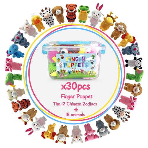 30 PCS Finger Puppets Set Mini Stuffed Animals for Storytelling Teaching Schools Birthday Party Supplies