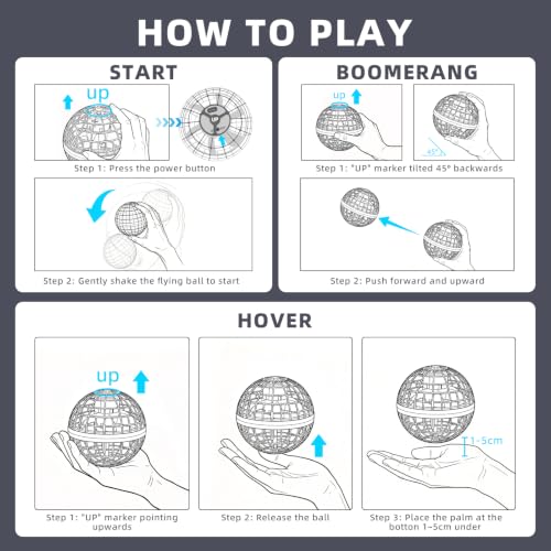 Ivtivfu Flying Orb Ball (Blue, 2026 Upgraded) with Dazzling Lights, Magic Hover Spinner, Cool Boomerang Drone, Floating Cosmic Globe, Kids Toys Gifts for 6 7 8 9 10 Year Old Boys Girls