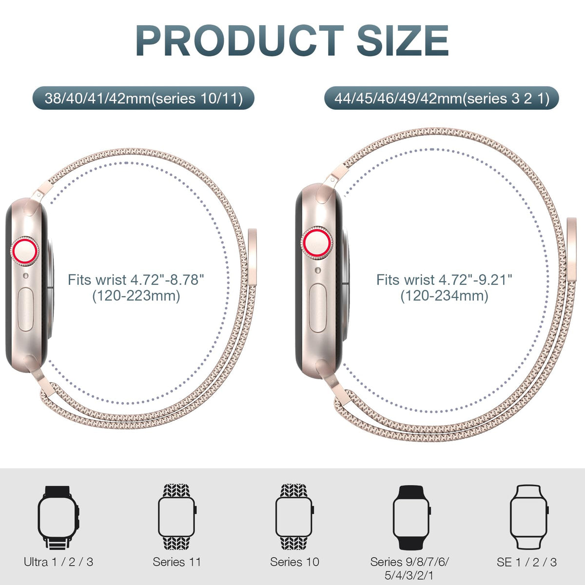 Original Stainless Steel Mesh Loop Compatible with Apple Watch Bands Women | Men 38mm 40mm 41mm 42mm 44mm 45mm 46mm 49mm, Magnetic Clasp for iWatch Bands Series 12 11 10 9 8 7 6 5 4 Ultra SE 3 2 1