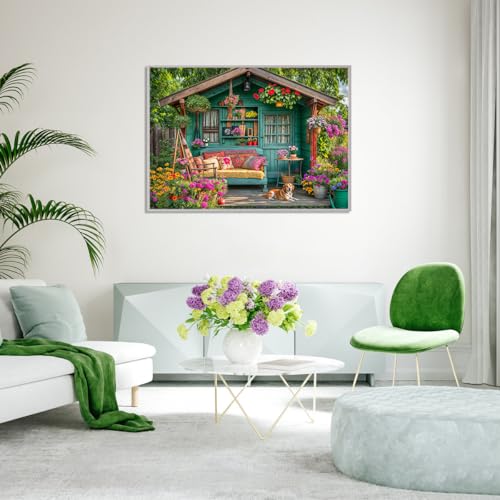 TangMosaic 1000 Piece Puzzle for Adults, Flower House Jigsaw Puzzle, Family Impossible Challenging Puzzles Game, Interlock Perfectly No Dust, Home Decoration, Gifts for Parents Halloween Christmas