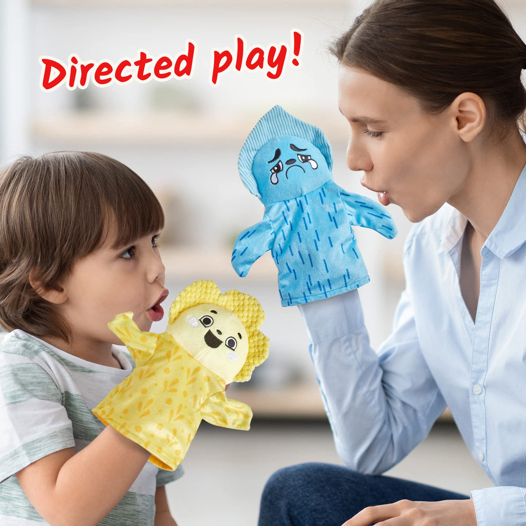 hand2mind Feelings Family Hand Puppets, Emotions Toys, Dramatic Play Therapy Toys for Counselors, Social Emotional Learning Activities, Calm Down Corner Supplies, Social Skills Activities for Kids