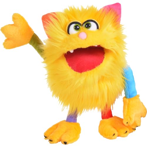 Living Puppets - Sassy the 14-Inch Yellow Friendly Monster, Plush Hand Puppet for Boys and Girls