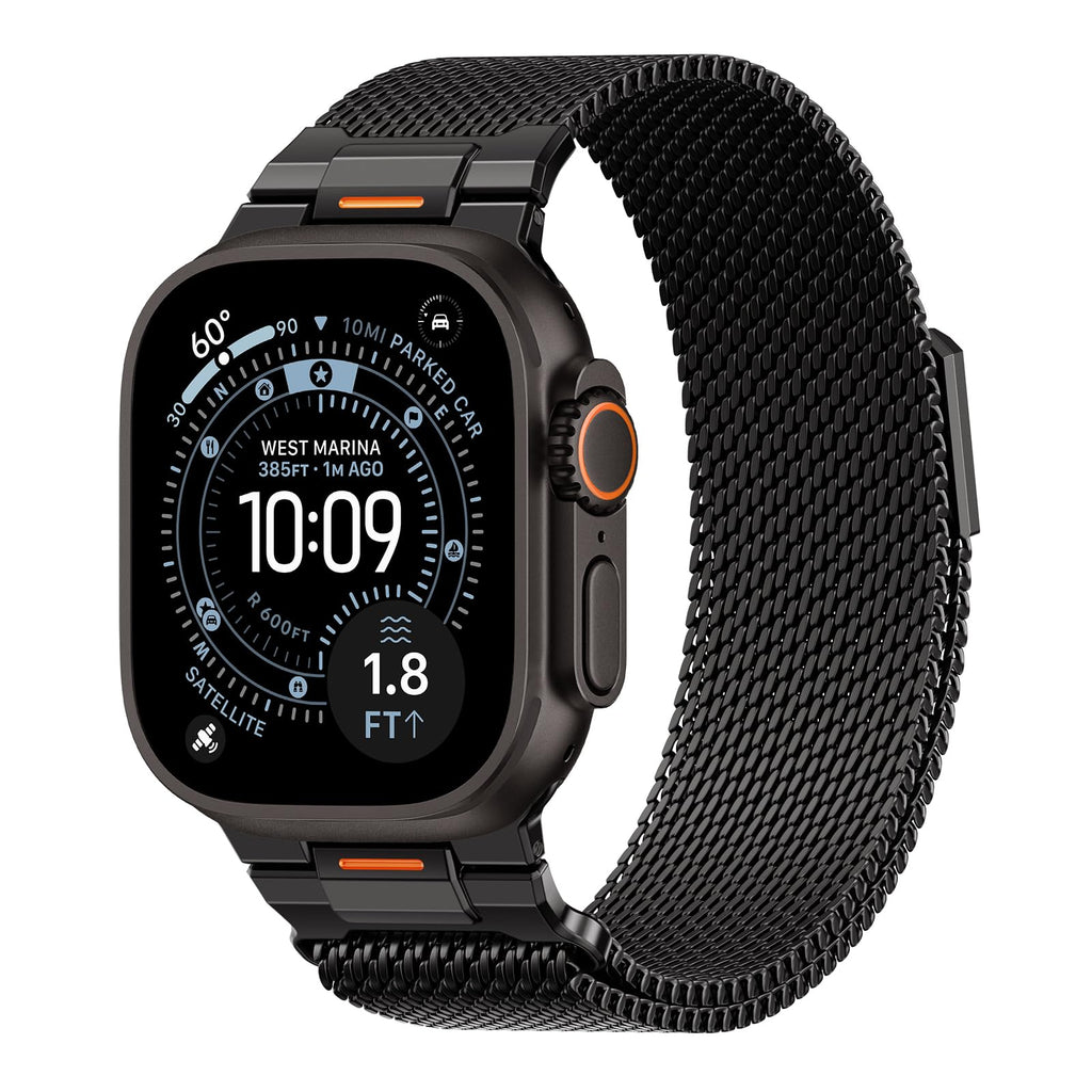 Milanese Loop for Apple Watch Ultra 4/3/2 Band 49mm 40/41/42/44/45/46mm Men | Tactical Mecha Strap,Military-Grade Design,Magnetic Metal Mesh Wristband,iWatch Ultra 2/3/4 Series 12/11/10/9/8/7/6/5/4 SE
