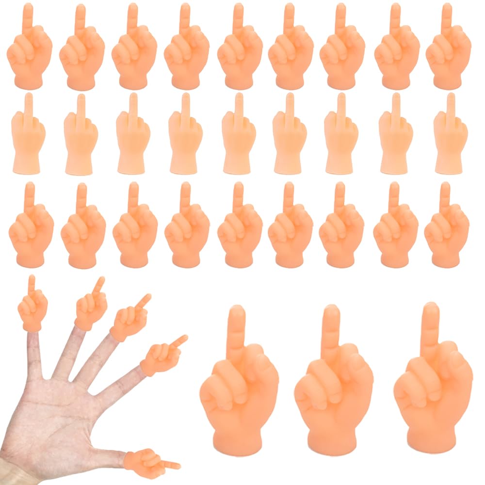 30 PCS Tiny Middle Finger Puppet, Miniature Small Hands, Mini Finger Hands Funny Hand Puppet for Game, Fun and Realistic Design Party Favors for Adults Kids