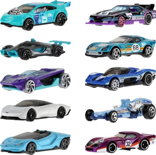 Hot Wheels 10-Pack of Toy Race Cars (Styles May Vary) | Set of 10 1:64 Scale Vehicles,Includes Hot Wheels Originals & Officially Licensed Car​​s (Amazon Exclusive)