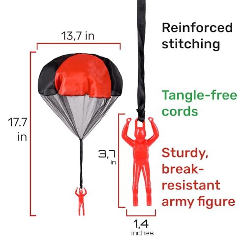 NUTTY TOYS Parachute Toys for Kids - Tangle Free Outdoor Flying Parachute Men, Top Indoor & Outside, 3 4 5 6 7 8 9 10 11 12 Year Old, Best Christmas Stocking Stuffers Idea 2026 Unique Boy & Girl Gifts