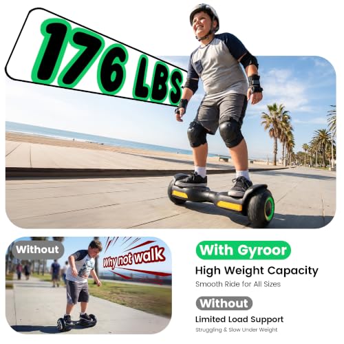 Gyroor Hoverboard G13 All-Terrain Off-Road Bluetooth LED Lights for Kids | UL 2272 Certified, 6.5" All-Terrain Tires, Dual 250W Motors hoverboard for Kids Ages 6-12 & Adults, Birthday & Holiday Gift