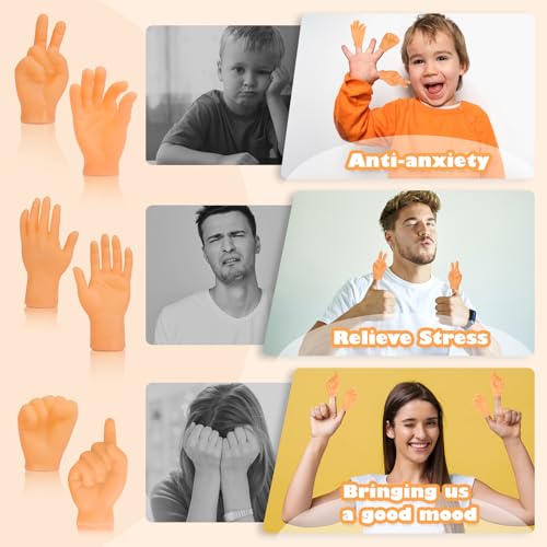 30 pcs Tiny Hands Finger Puppets, Mini Hands Little Small Hands mini Thing Gag Performance Funny Fingers for Puppet Show Gifts Classroom Prizes Party Favors for Kids (7 Styles)