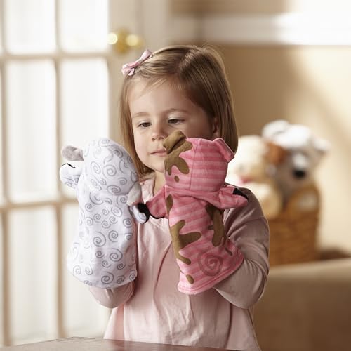 Melissa & Doug Farm Friends Hand Puppets (Set of 4) - Cow, Horse, Sheep, and Pig Soft Puppets for Kids and Toddlers Ages 2+