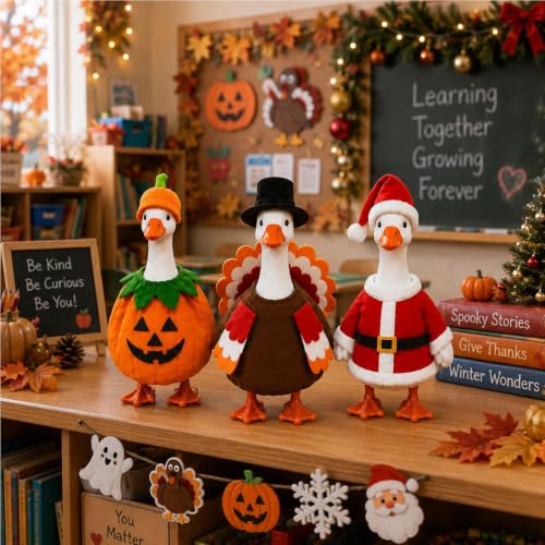 Funle 7 Inch Desk Goose Outfits, 8-Pack Seasonal Holiday Clothes | Mini Desk Goose Outfits for Multiple Holidays, Halloween, Thanksgiving & Christmas, Desk Decor, Gifts for Goose Lovers