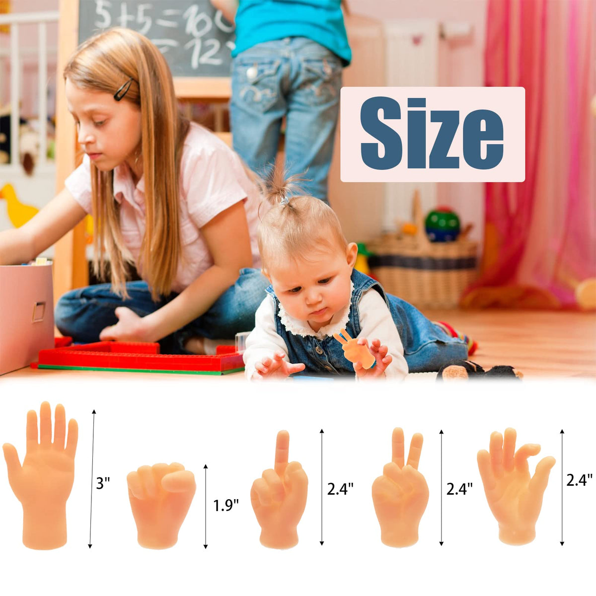 14 Pcs Tiny Finger Hands,Premium Rubber Mini Tiny Finger Hands,Flat Hand Style Mini Hand Finger Puppets for Puppet Show,Gag Performance,Party Favors