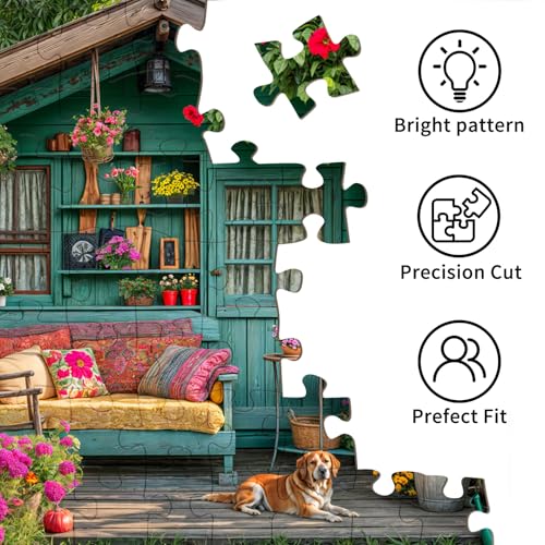 TangMosaic 1000 Piece Puzzle for Adults, Flower House Jigsaw Puzzle, Family Impossible Challenging Puzzles Game, Interlock Perfectly No Dust, Home Decoration, Gifts for Parents Halloween Christmas
