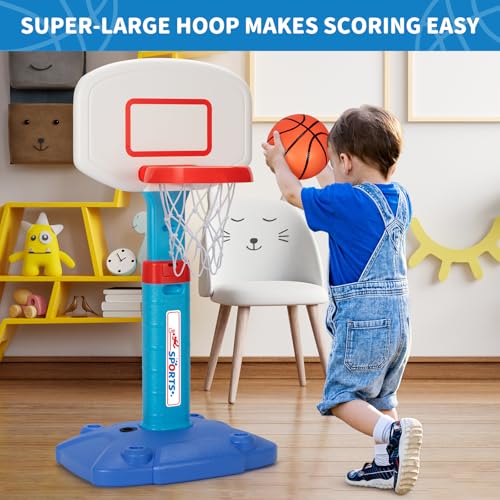 Toddler Basketball Hoop, Kids Toys Basketball Hoops for Indoor Outdoor Play | Adjustable Mini Basketball Hoop with 3 Balls for Outside, Pool, Christmas Birthday Sport Gift for Baby Boy Girl Ages 2 3 4