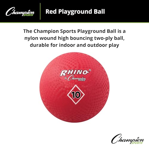 Champion Sports Playground Ball – Durable High-Bounce Ball, Sizes 5", 6", 7", 10", 13" & 16" for Gym, Recess & Play