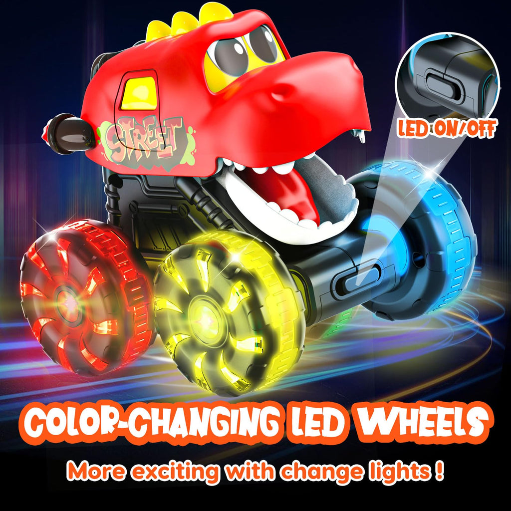 Monster Truck Toys Dinosaur Cars, Press and Go Light Up Cars for Toddlers | LED Wheels Dino Truck Toys for Toddler Boys Girls Gifts, Dinosaur Cars for 2 Year Old Boy Christmas Birthday Gifts